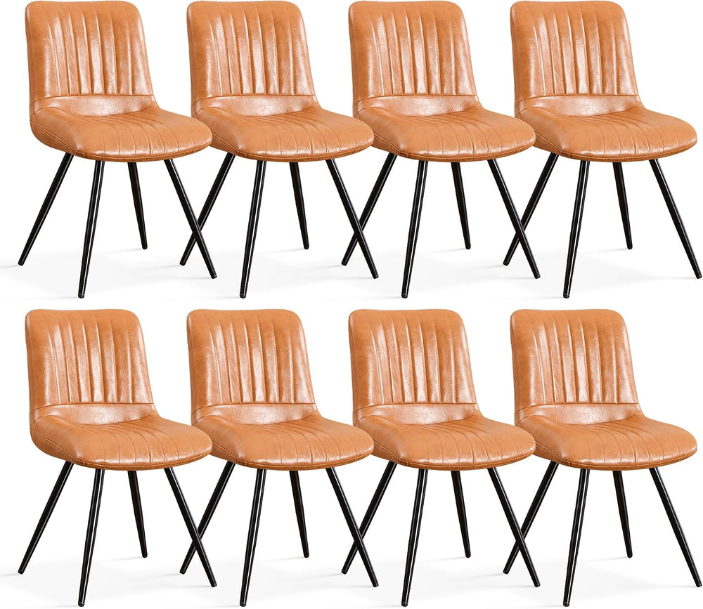 Dining Chairs Set of 8, Modern Dining Chairs with Thick Cushions, PU Leather ...