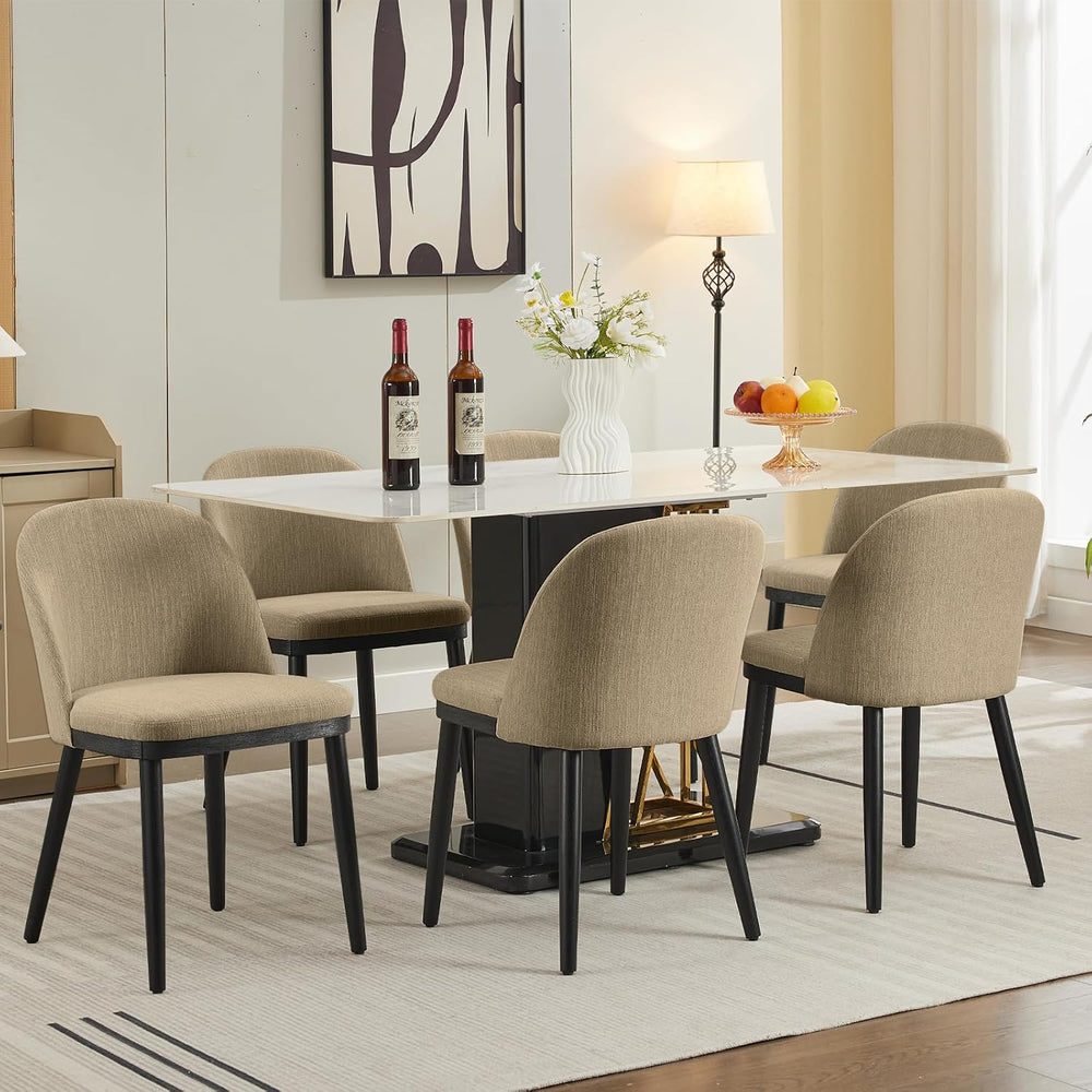 Upholstered Dining Chairs Set of 6,Modern Fabric Dinner Chairs with Wood Legs...