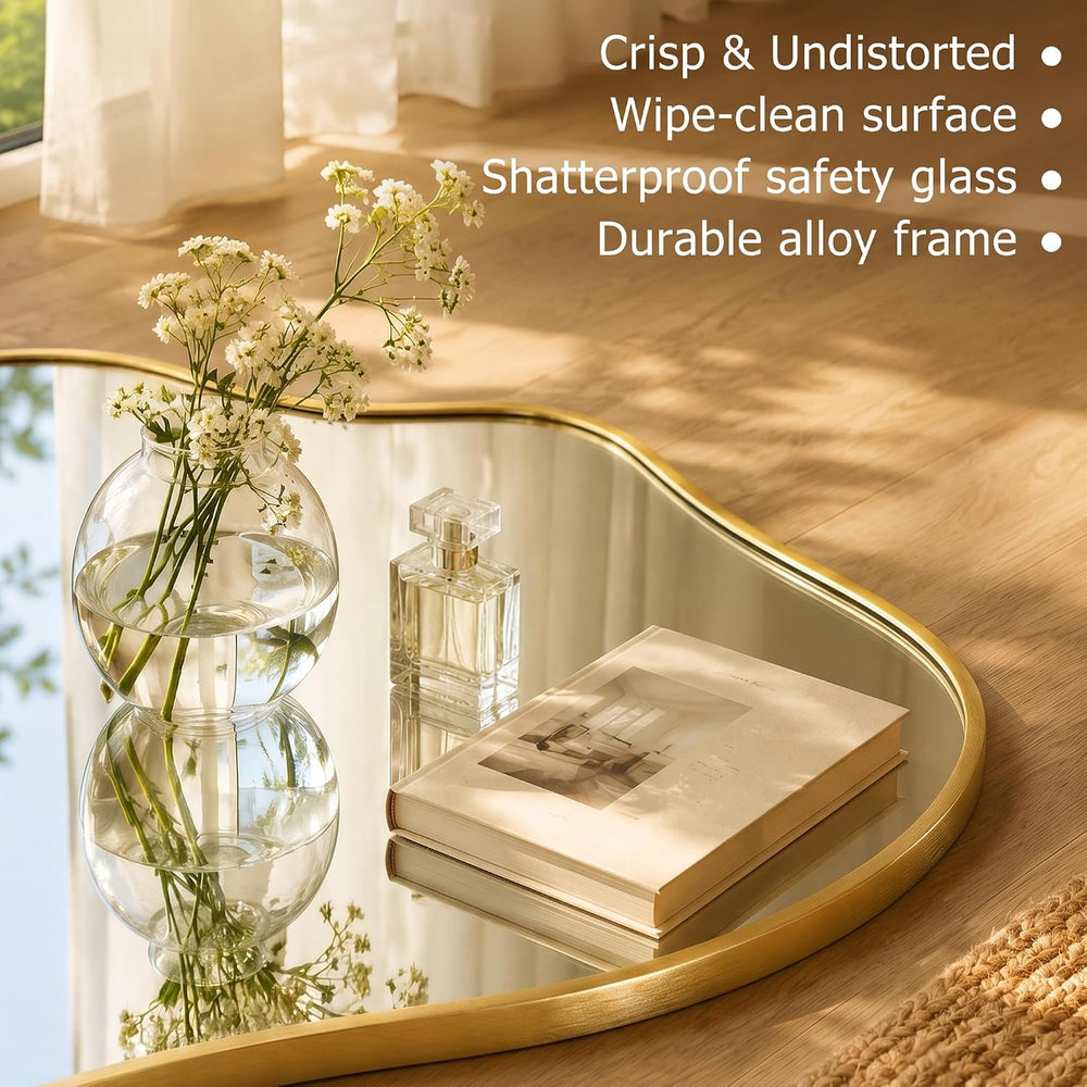 Irregular Full Length Mirror,Wavy Decorative Floor Mirror 62.2"×22.8&quo...