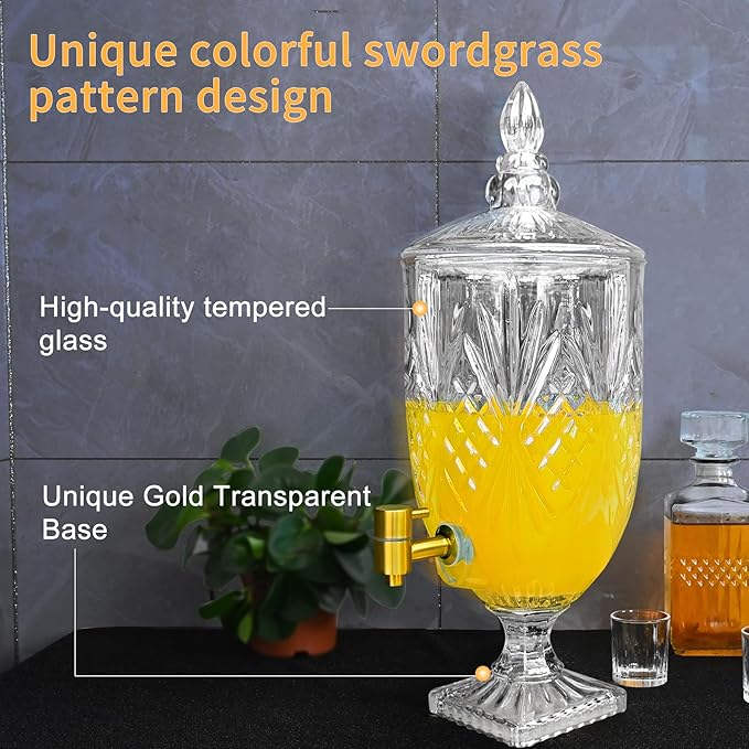 1.3 Gallon Glass Drink Dispenser, Glass Beverage Dispenser - Image 4