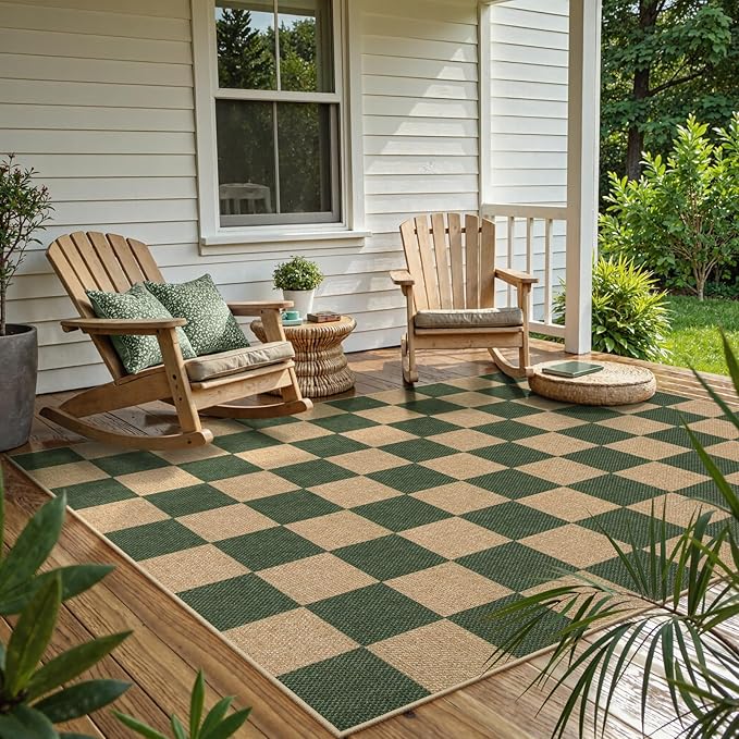 Lahome Checkered Easy Jute Dining Room Rug, 5x7 Indoor Outdoor Rugs - Image 7