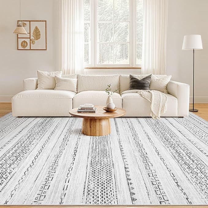 Nakagishi 6x9 Area Rugs Living Room: Washable Boho Large Neutral Soft Farmhouse - Image 4