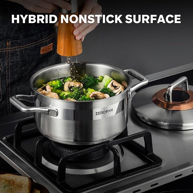 Hybrid Nonstick 3-Quart Stockpot, 8 Inch Stainless Steel Stockpot - Image 4