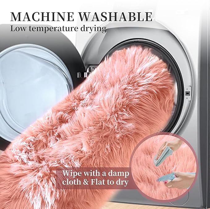 ORINOVA Pink Washable Fluffy Circle Rugs - Image 6