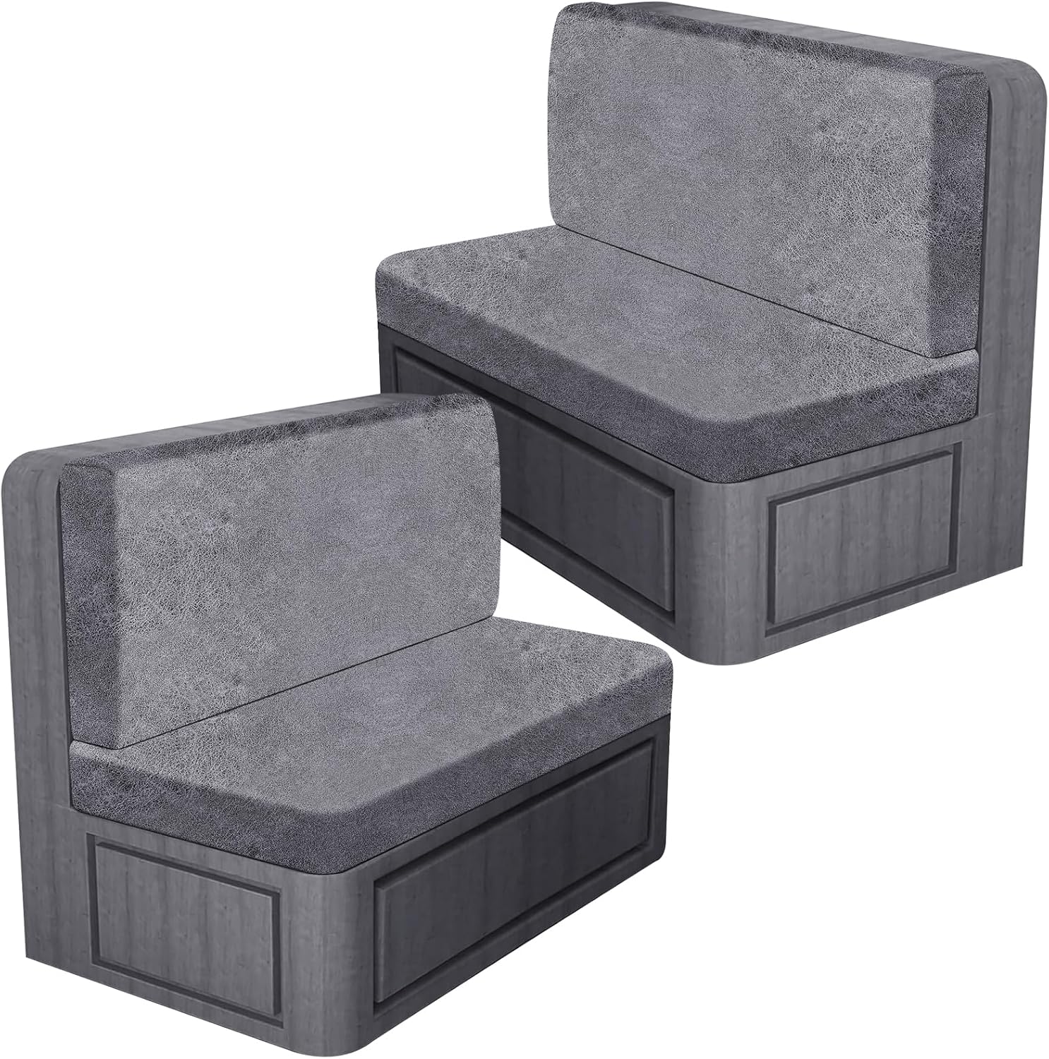 ANARACHON Leather Look RV Dinette Cushion Covers, Stretch Camper Cushion Slipcovers for Travel Trailer Couch RV Booth Seat(2 Backrest Cover & 2 Bench Cover,01 Light Gray)