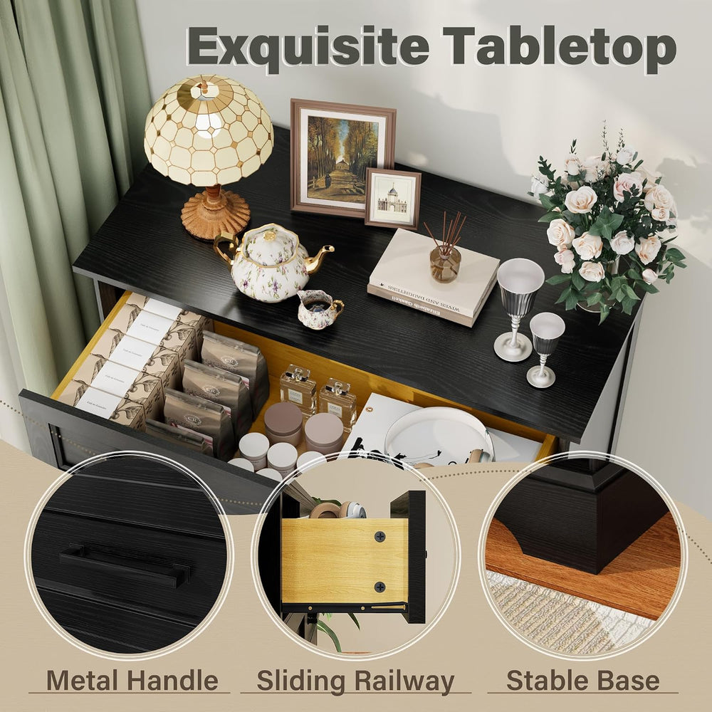 YESHOMY Tall Dresser for Bedroom, Farmhouse 5 Drawers Dressers, Black