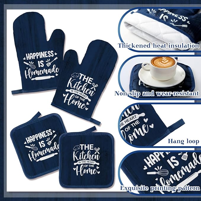 12 Pcs Farmhouse Kitchen Decor Sets 4 Blue Kitchen Hand Towels 4 Dish Clothes 2 - Image 6