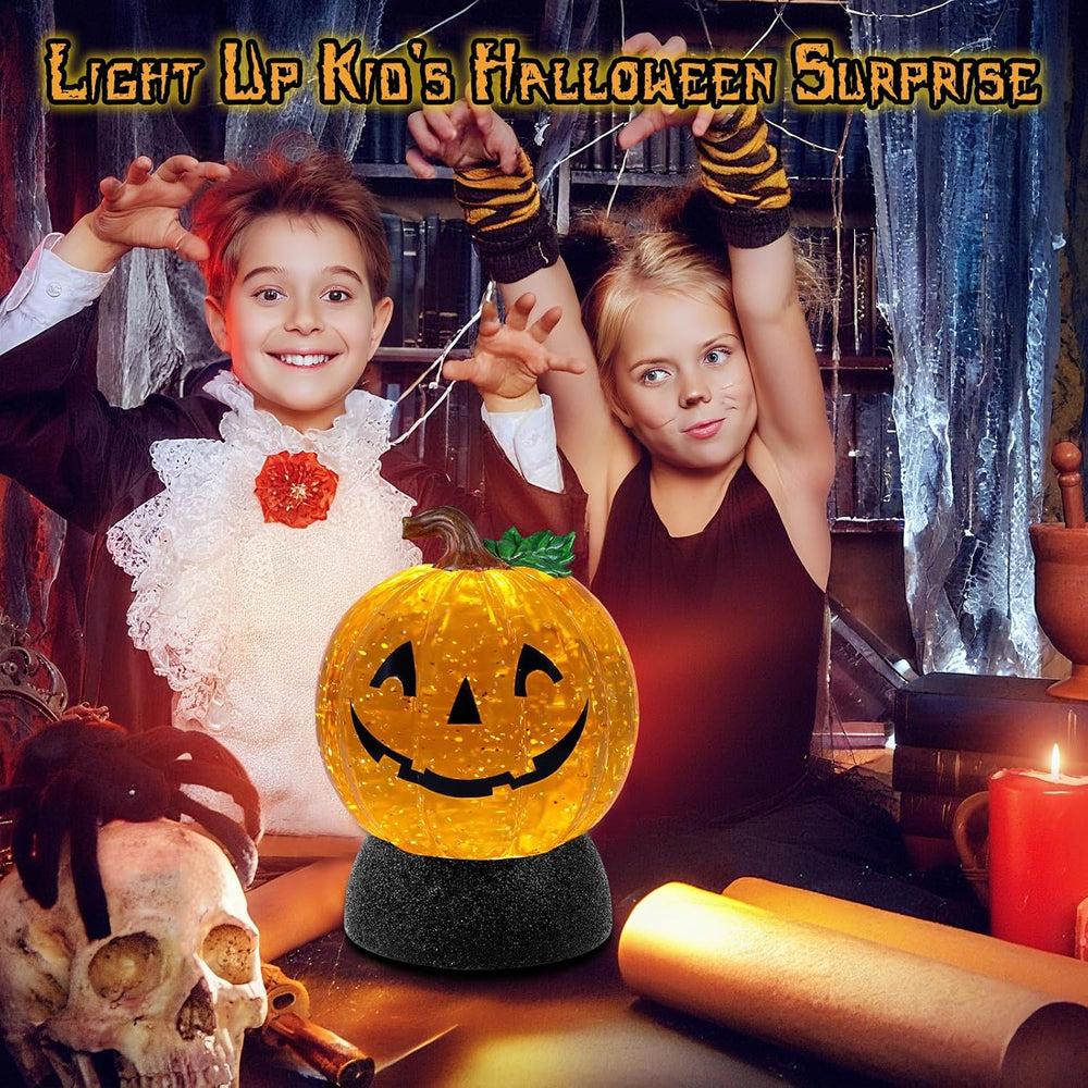 Halloween Snow Globe Lantern Pumpkin Lighted Halloween Snow Globes Battery Op...