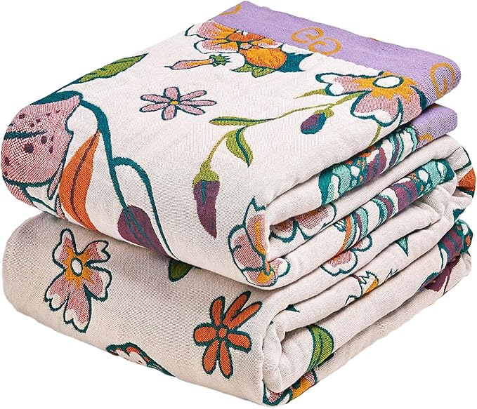 MSGKV Boho Throw Blanket 90"x108" Floral Blanket by MSGKVHomeTextiles