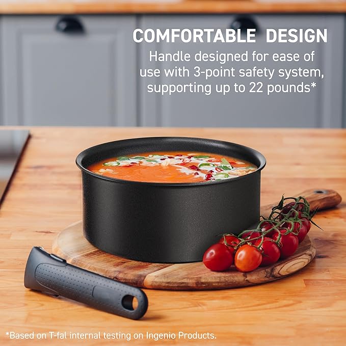 T-fal Ingenio Nonstick Cookware Set 10 Piece, Oven Broiler Safe 500F, Pots and - Image 5