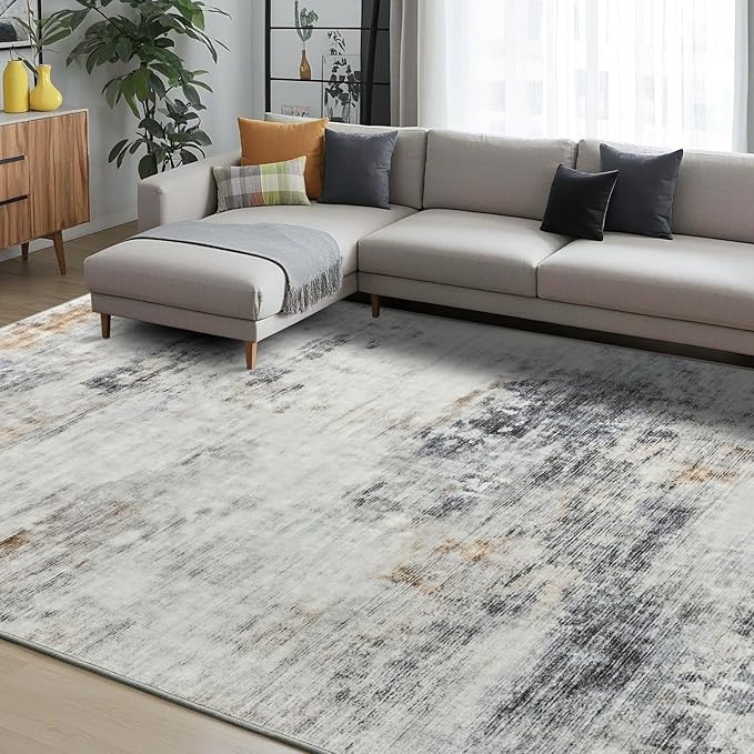 Toneed Abstract Area Rug Modern Washable Rug Soft Non Slip Rug Low Pile - Image 2