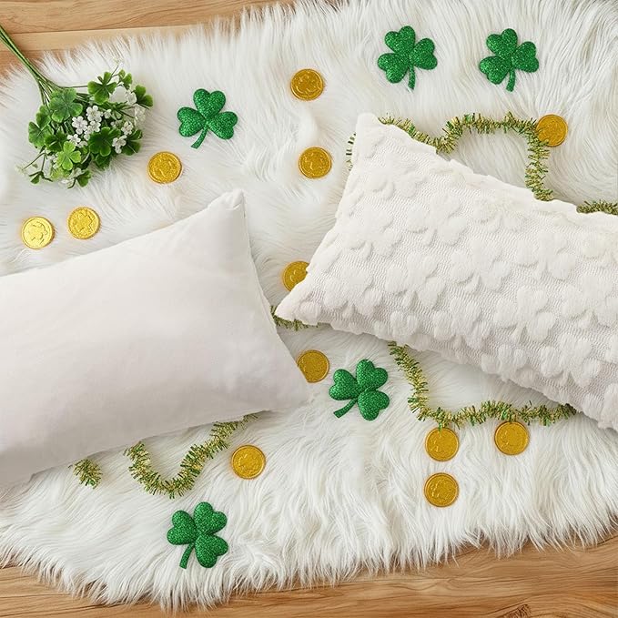 decorUhome St. Patrick’s Day Shamrock Pillow Covers 12x20 Inch Set of 2 - Image 8