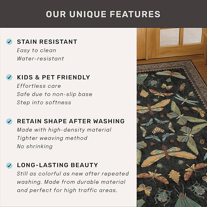 Small Black Entryway Runner Rug - Image 7