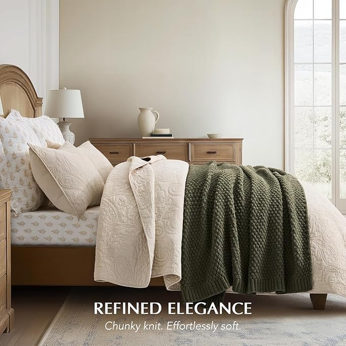 EVERGRACEHOME Chunky Chenille Knit Throw Blanket