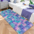 Super Soft Fluffy Living Room Area Rug 2x5 ft Purple Rainbow Tie-Dyed Shaggy by JiaoBaba