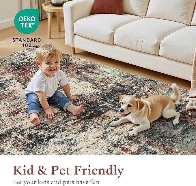 Rugflix 5x7 Area Rugs for Living Room, Washable Large Rug Stain-Resistant Low - Image 6