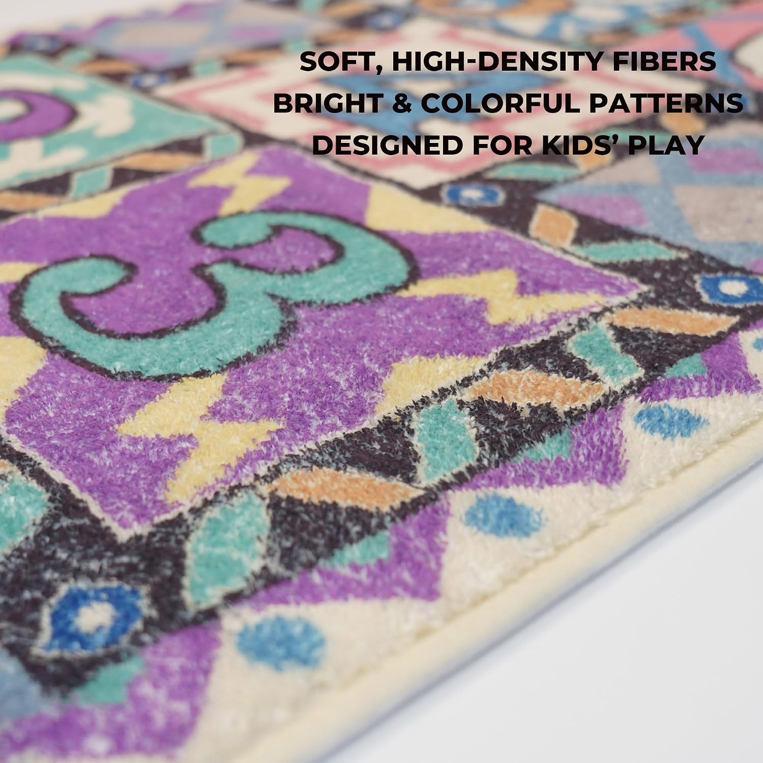 Hopscotch Rug, 59 x 26 in Ultra-Soft Faux Cashmere Floor Rug with Non-Slip Washable Design, 2 Bean Bags and Oxford Storage Bag for Home