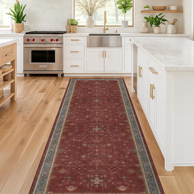 Dark Red 2'6''x8' Wide Hallway Runner Rug - Image 3