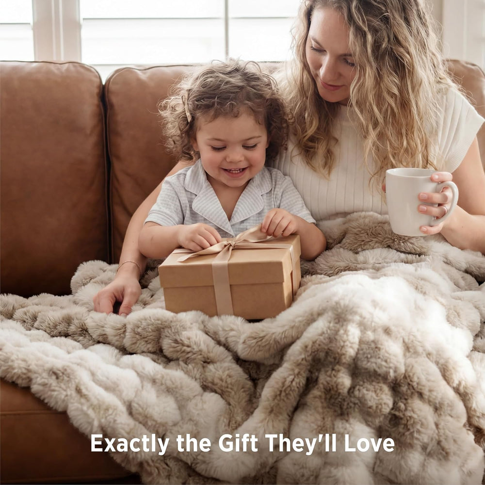 Bedsure Fluffy Bubble Faux Fur Throw Blanket, 50"x60", Tie-dye Taupe