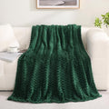 Puncuntex Dark Green Throw Blanket 60"×80" inches Fuzzy 3D Jacquard Decorative by Puncuntex