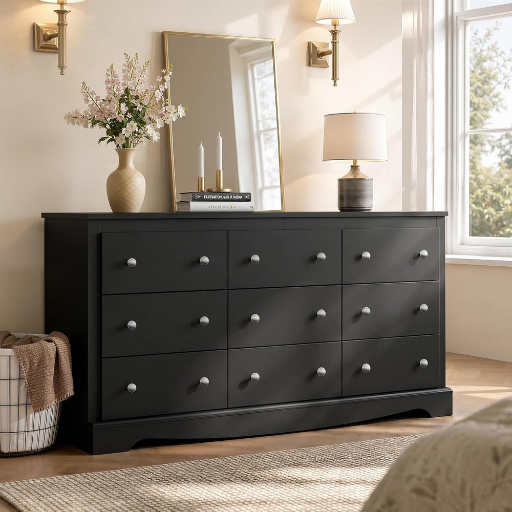 WLIVE 63" Dresser for Bedroom, Modern 9 Drawer Dresser with Exclusive An...
