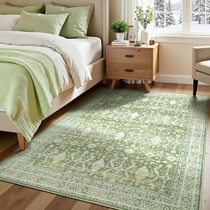 Lofus 6x9 Area Rug for Living Room, Light Green Washable Area Rugs - Image 4
