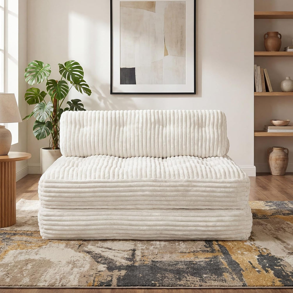 Claiks Boneless Chair Folding Sofa Bed, Sleeper Chair, Beige, Double