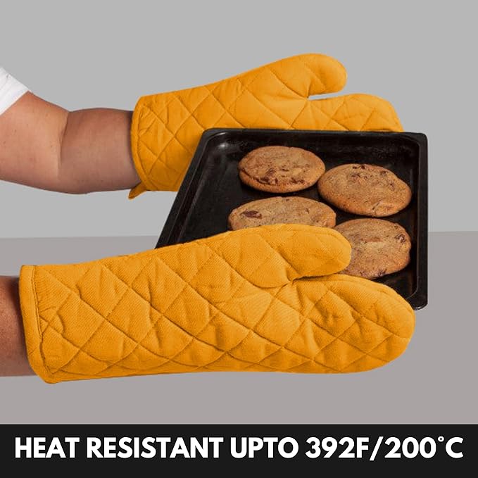Oven Mitt & Pot Holder 100% Cotton Set of Heat Resistant Oven Gloves & Hot Pads - Image 5