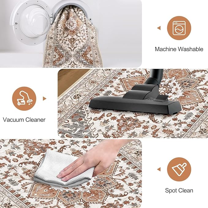 Yamaziot Washable Runner Rug, 2x10 Non-Slip Boho Vintage Hallway Rug Runner - Image 4