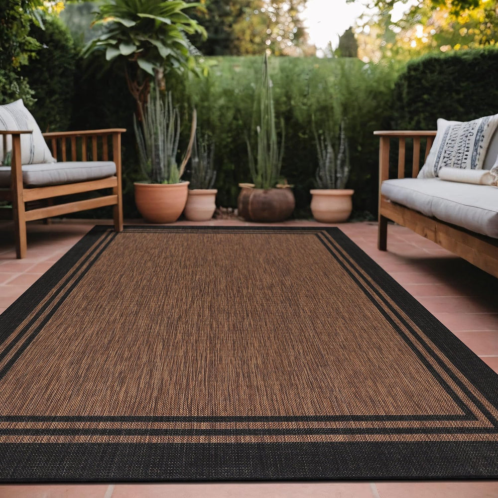 Luul Home Bordered Outdoor Rug 5x7 Washable Outside Carpet for Indoor Patio P...
