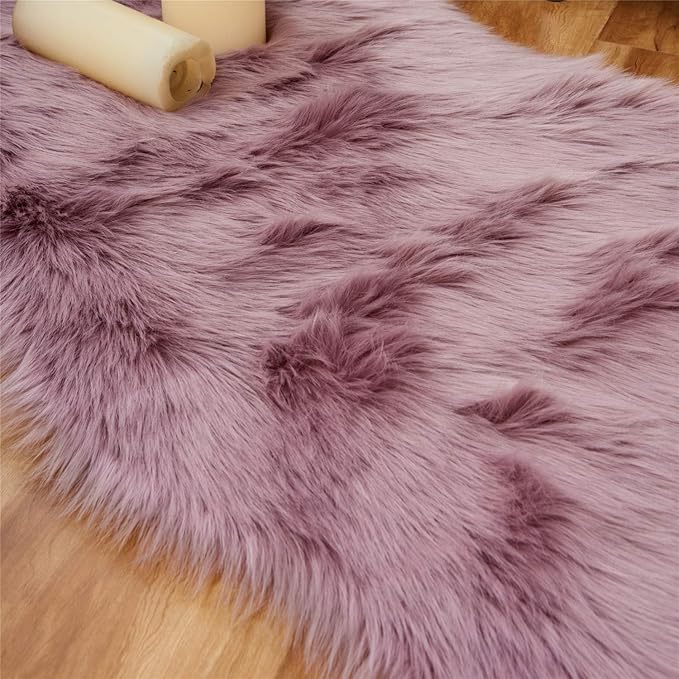 EasyJoy Ultra Soft Fluffy Shaggy Area Rug Faux Fur Rug Chair Cover Seat Pad - Image 5