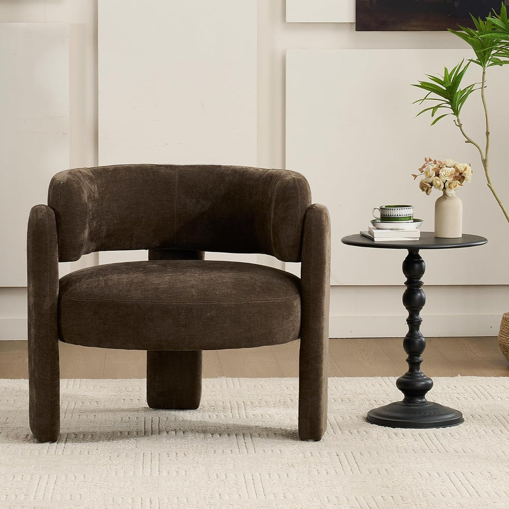 Modern Accent Barrel Chair,Mid Century Single Armchair with Curved Backrest U...