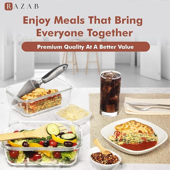 Razab 4 PC 1860ml / 63 Oz / 8 Cups Large Glass Food Storage Containers - Image 9