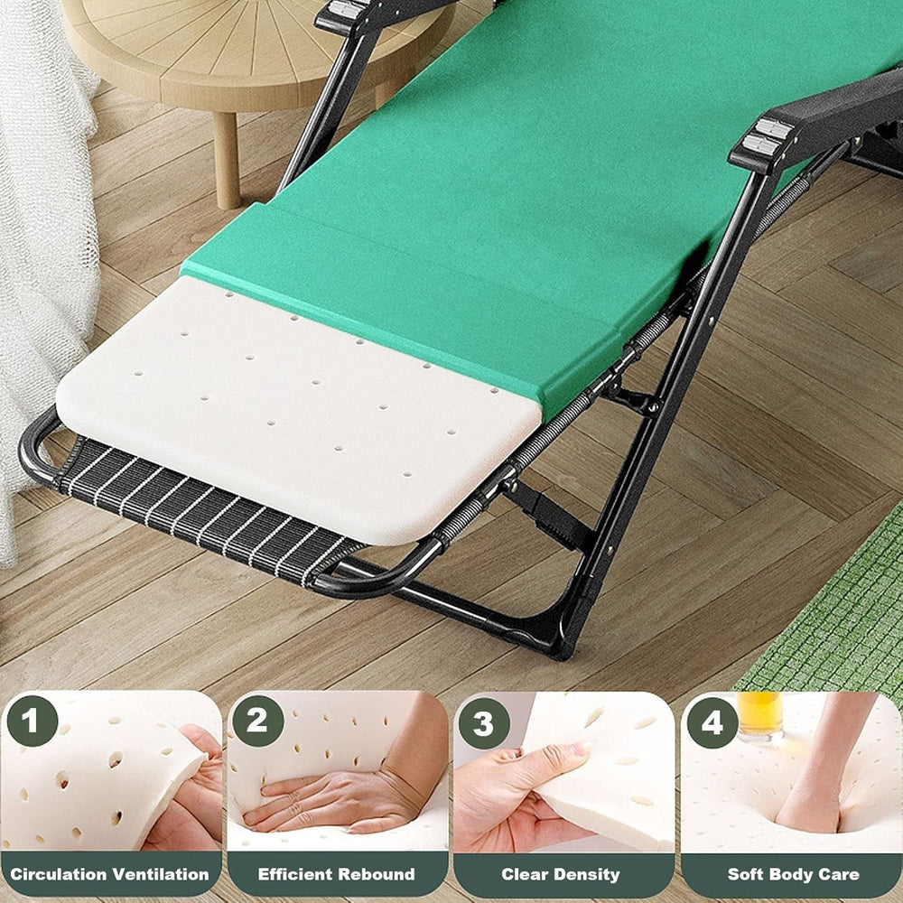 Lawn Recliner Folding Portable Chaise Lounge, Gravity Chair with Detachable L...