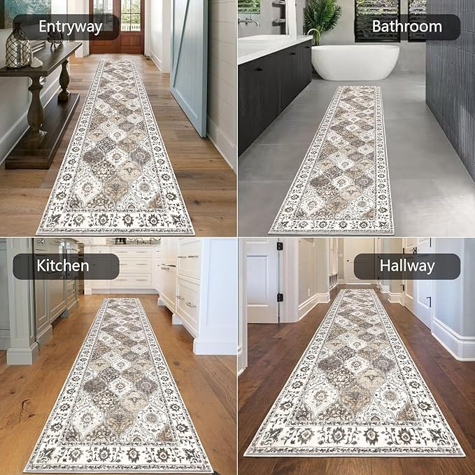 HEBE Hallway Runner Rug 2'8''x12' Washable Vintage Distressed Area Rugs Non - Image 5