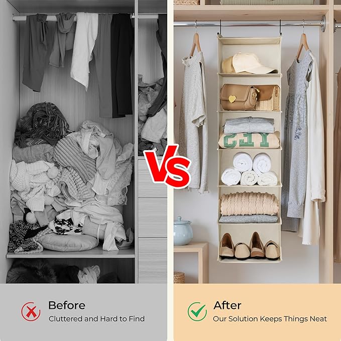 GRANNY SAYS 6 Shelf Hanging Closet Organizers and Storage, Collapsible Closet - Image 6