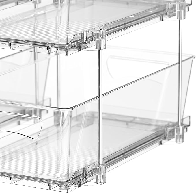 Simple Houseware 2 Tier Basket Drawer Cabinet Pull-Out Organizer, 2 Pack