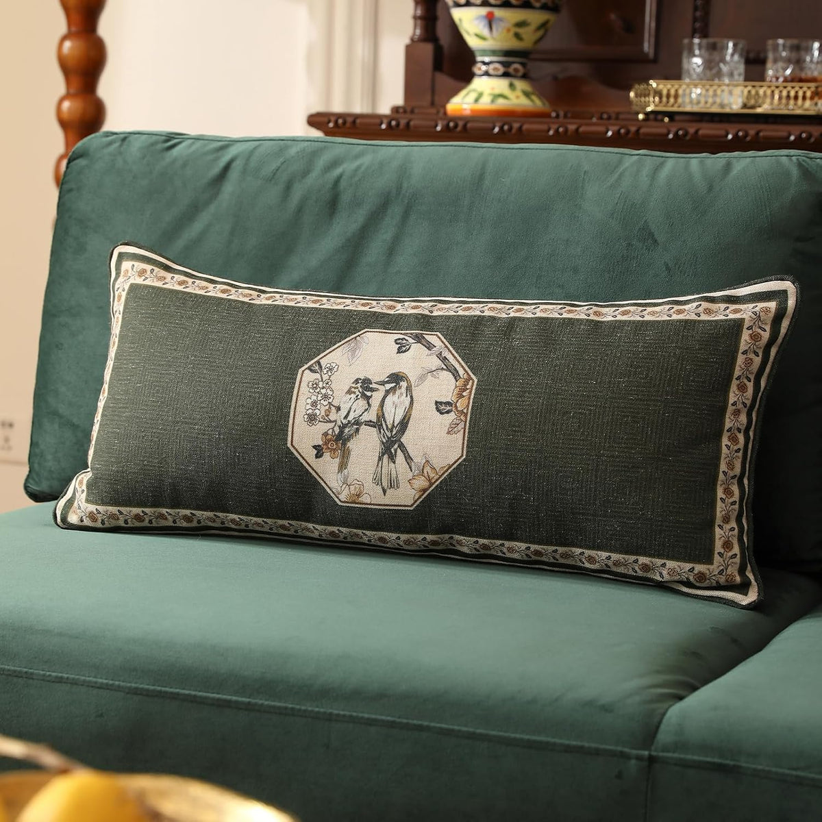 vintage rectangle throw pillow cover,set of 2,28"x12" shown in use