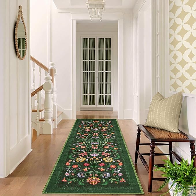 Protea Floral Rug 2x6 Runners for Hallways, Boho Kitchen Runner Rugs Non Slip - Image 4