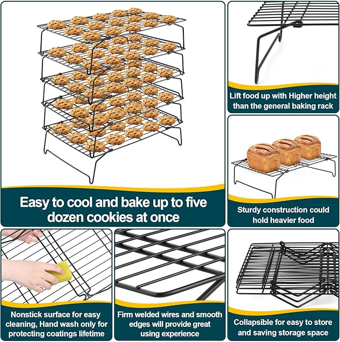 P&P CHEF Cooling Rack, 5-Tier Stainless Steel Stackable Baking Cooking Racks