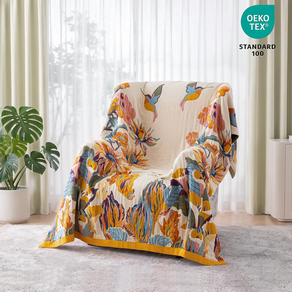MSGKV Boho Throw Blanket 90"x90" Cotton Blanket for Bed, Queen Size...