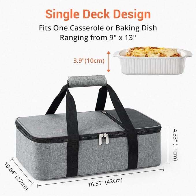 Insulated Casserole Carrier for Hot or Cold Food, Pie Carrier Bag Lunch Tote - Image 2