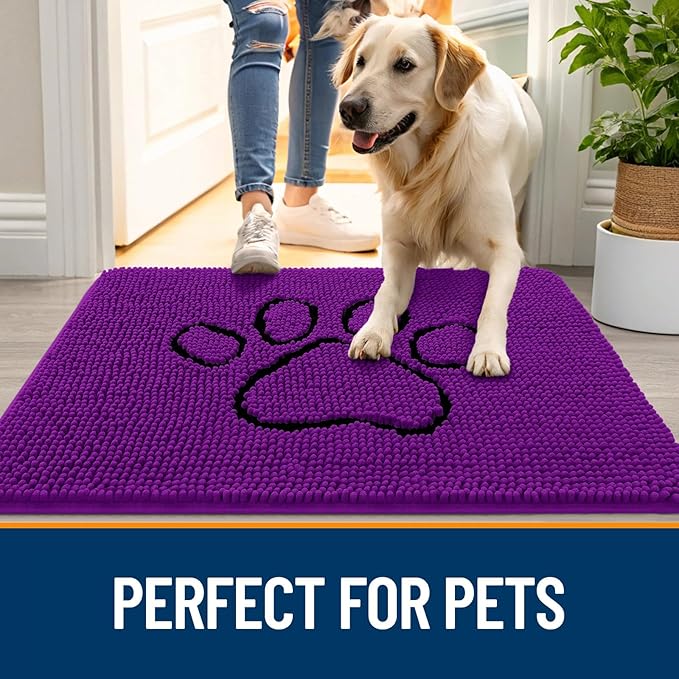 OLANLY Dog Door Mat for Muddy Paws 36x24, Paw Print Design, Absorbs Moisture - Image 6