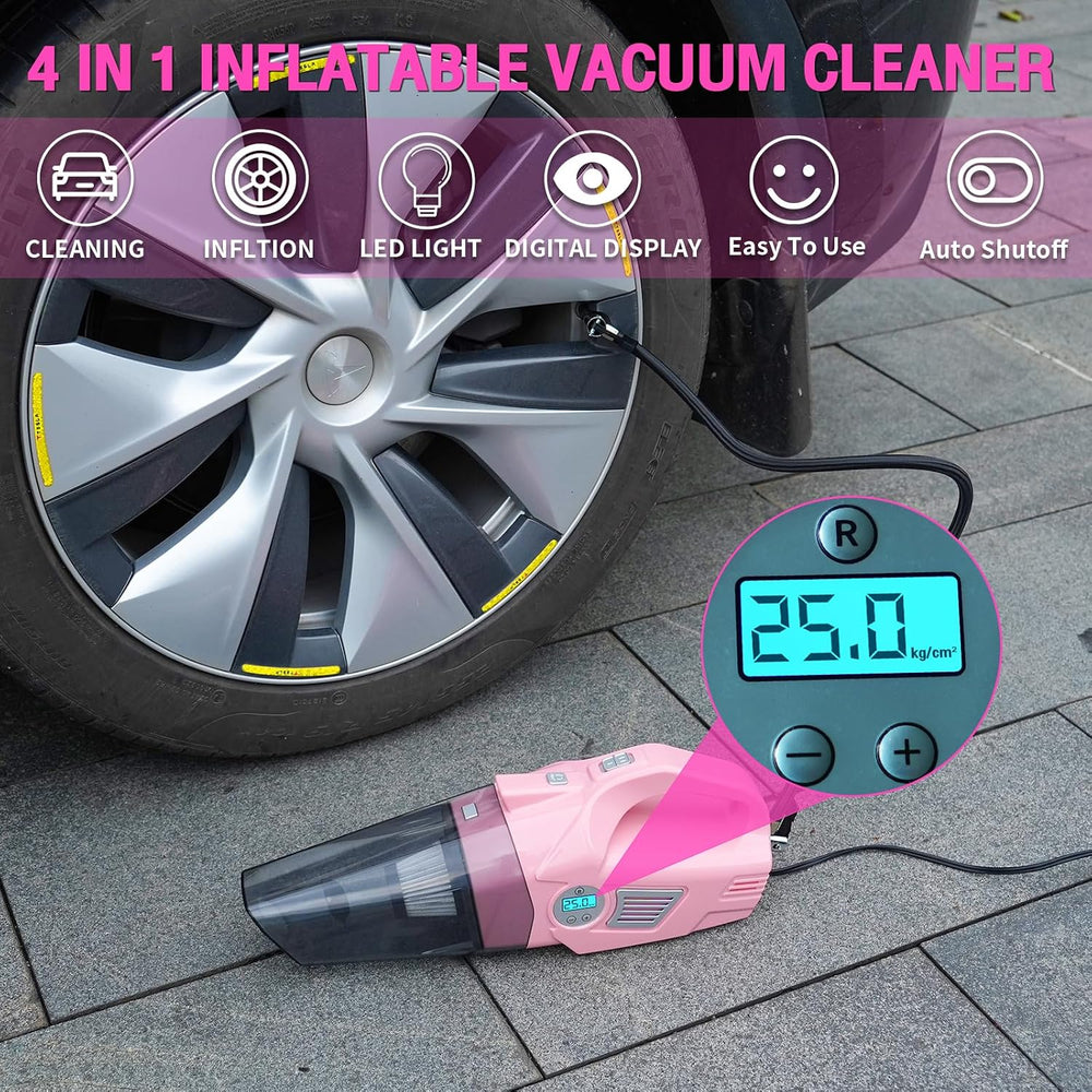 Roadside Emergency Car kit for Vehicles, with 4 in 1 Inflatable Car Vacuum Cl...