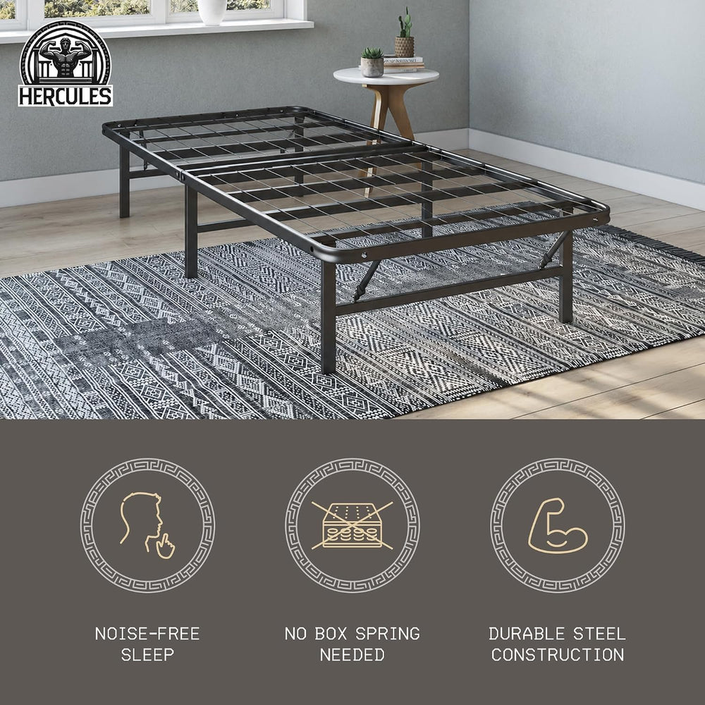 Hercules 14 Inch Folding Metal Bed Frame & Mattress Foundation, Twin Size