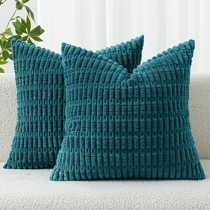 MIULEE Pack of 2 Corduroy Decorative Throw Pillow Covers 18x18 Inch Soft Boho by MIULEE
