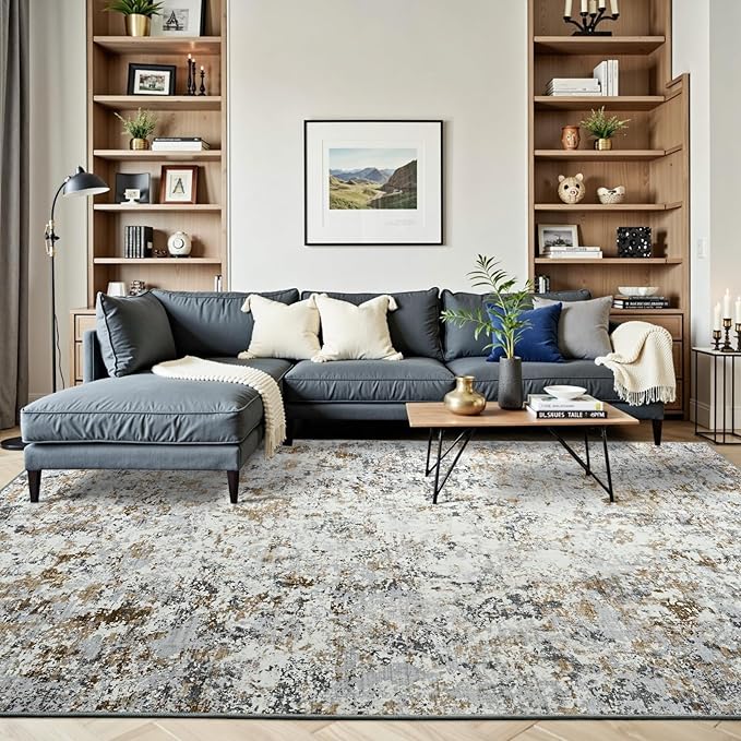 Toneed Abstract Area Rug Modern Washable Rug Soft Non Slip Rug Low Pile - Image 2