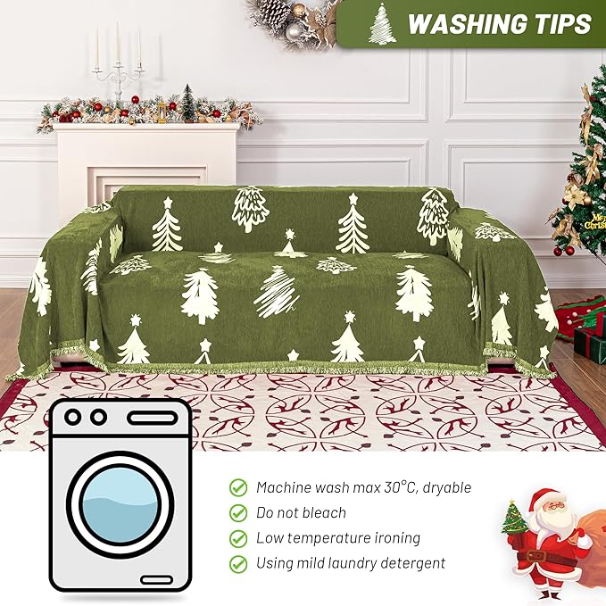 MYSKY HOME 71"X102" Chair Christmas Couch Cover, Sectional Sofa Covers Sofa - Image 5