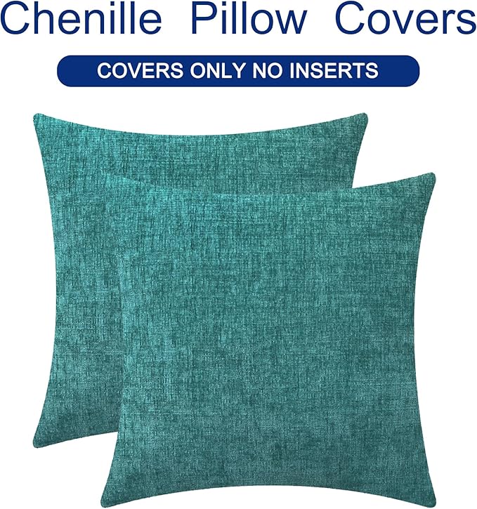 CaliTime Throw Pillow Covers Decorative 18 X 18 Inches Pack of 2 Cozy Chenille - Image 6