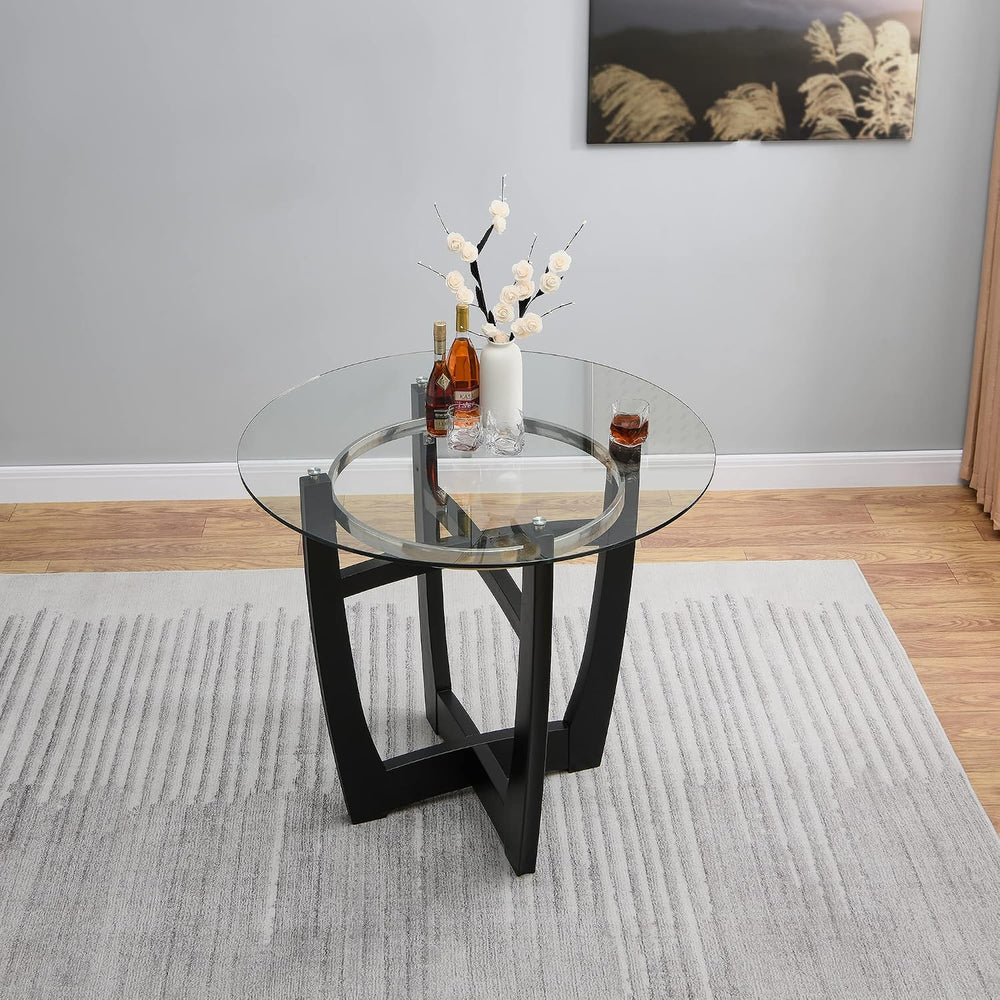 Glass Counter Height Bar Table Stools Set for 4, 42"D Table Set